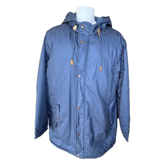 Livergy Urban Denim Hooded Coat Men’s Size 44 Blue Padded Jacket Winter - Picture 2 of 10